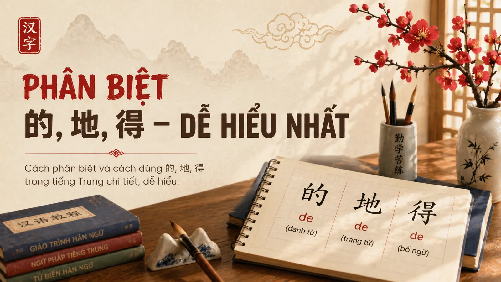 Phân biệt 的, 地, 得 – Dễ hiểu nhất